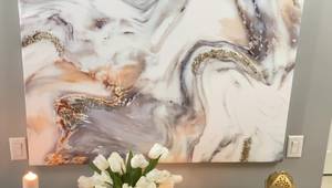 DIY Marble Wall Art: Stunning Shower Curtain Upcycle!