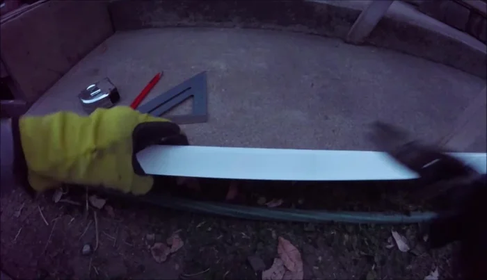 Use tin snips to cut the drip edge. Wear gloves!