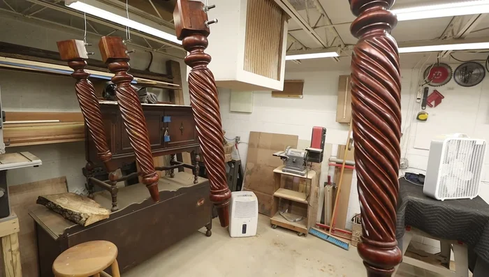 Attach the legs to the table.