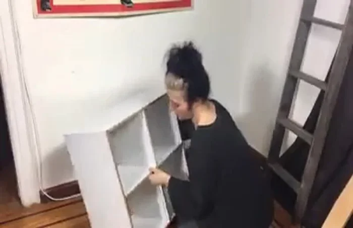 Nail decorative aluminum sheets to the front of the bookshelf.