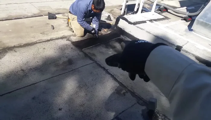 Examine the roofing membrane for any holes or damage. The leak may be coming from a distance and traveling under the membrane before appearing at the initial suspected spot.