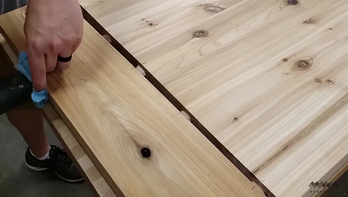 Trim dowels flush.