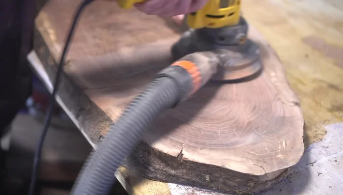 Remove bark and loose materials from the live edge.