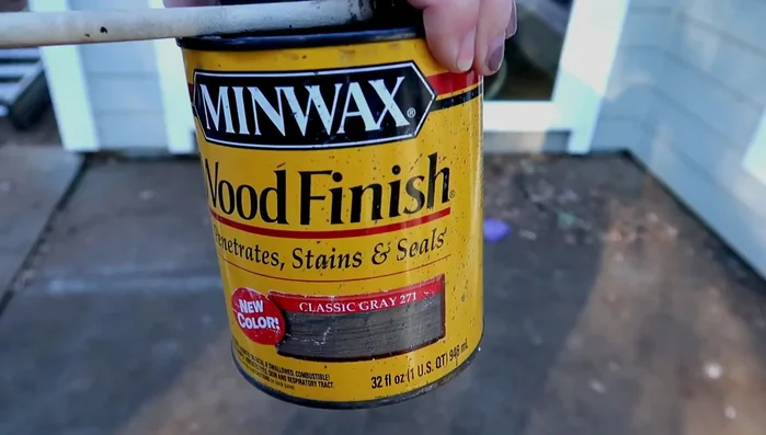 Stain the entire lamp base with Minwax Classic Gray 271.