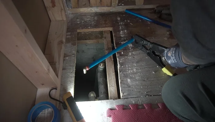 Connect the PEX pipe to the three-quarter inch male adapter, ensuring a tight fit.