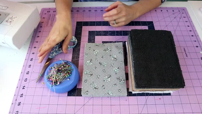 Cut fabric pieces: Cut cotton fabric and terry cloth to 5x7 inches. Wash both fabrics before sewing.