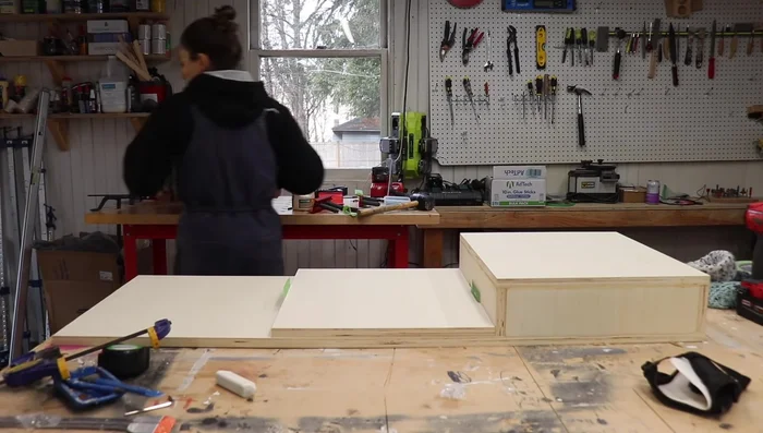 Assemble the center compartment using butt joints and screws.