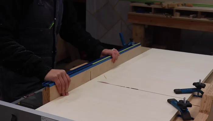 Glue, clamp, and screw the divider pieces to the top sections of the desk. Build upside down to hide screw holes.