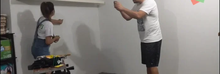 Apply painters tape to the marked area to create clean edges.