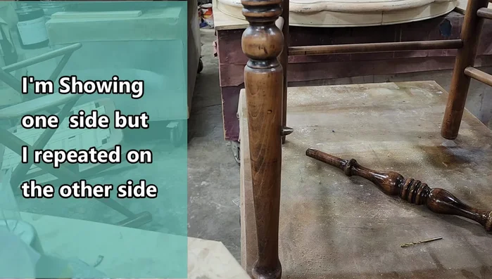 Drill a corresponding pilot hole from the other side of the chair leg, ensuring alignment with the hole in the rung.