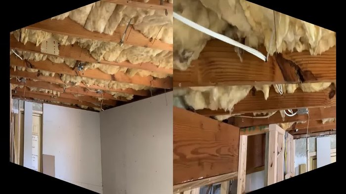 Remove any obstructions (wiring, insulation) from the area where the new joist will be installed.