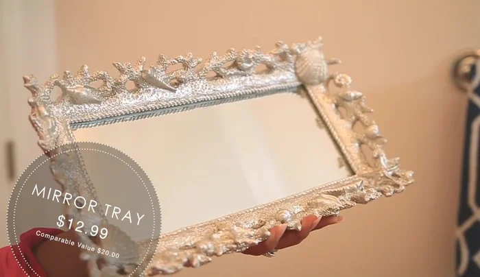 Use mirror trays to organize hand soap.