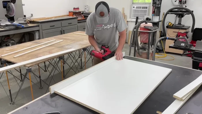 Create the void for the fire pit insert within the melamine form. Seal any exposed melamine edges with seam tape.