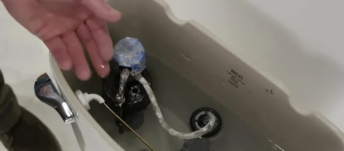 Check the fill valve float: Lift the float cup; if the water flow stops, adjustment might suffice. Otherwise, replace the fill valve.