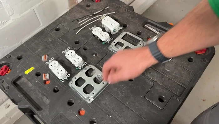 Wire the outlets using pigtails and Wago lever-nut connectors on the faceplate *before* mounting the outlets in the boxes. This simplifies wiring in unfinished spaces.