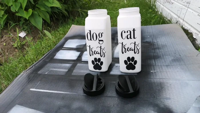 Spray with Krylon lacquer spray to make the jars water-resistant.