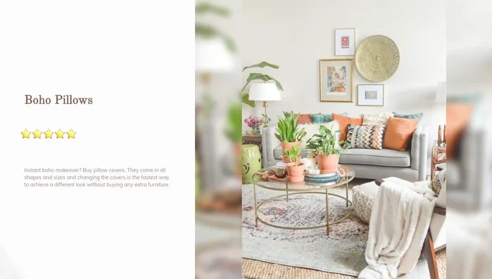 Boho Ottoman: Add a boho ottoman for extra seating or as a side table.