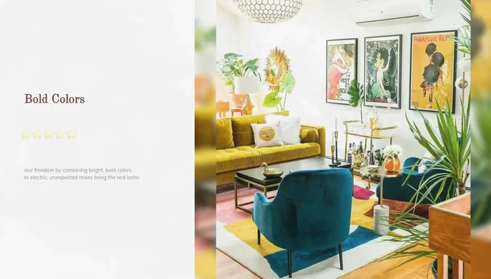 Bold Colors: Combine bright, unexpected colors to express your freedom and the real boho spirit.