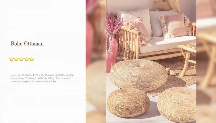 Boho Ottoman: Add a boho ottoman for extra seating or as a side table.