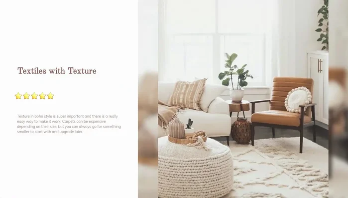 Incorporate Texture: Use textiles with varying textures. Smaller, affordable carpets can be upgraded later.