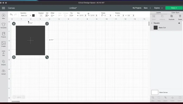 Add a line using a text box and the line key, adjusting font size and style. Set operation to 'Print then Cut' and color to black.