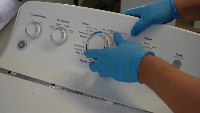 Test the dryer timer: If necessary, test the dryer timer for continuity according to the schematic.