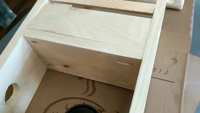 Sand, stain, and dry brush. Sand all pieces smooth. Apply stain and then dry brush with white paint for a rustic finish.