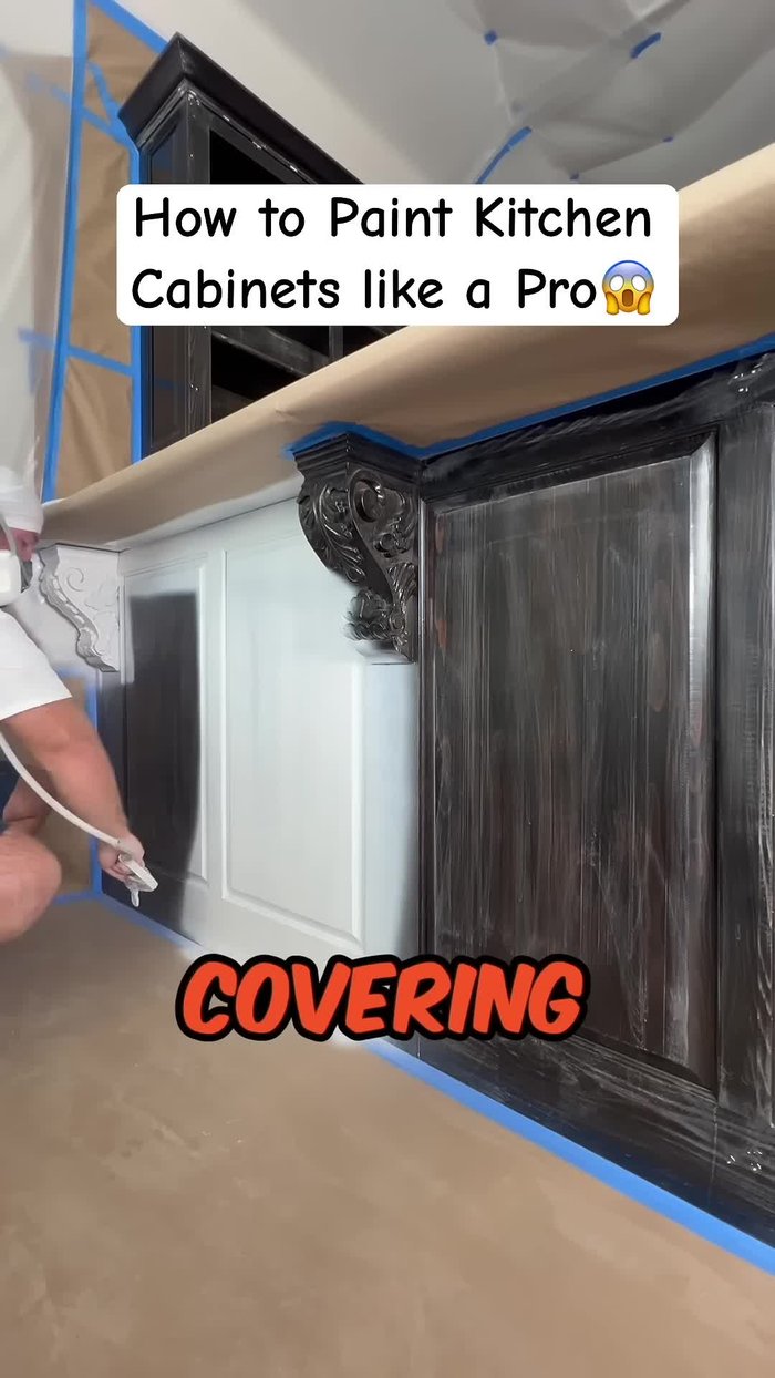 Sand the cabinets with 220° sandpaper.