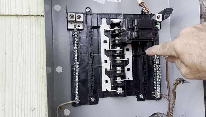 Connect the main wires from the meter to the main breaker.