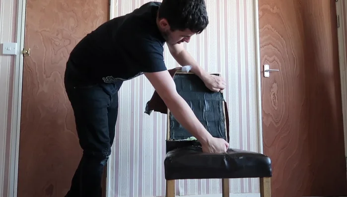 Sand down any uneven surfaces on the chair frame.