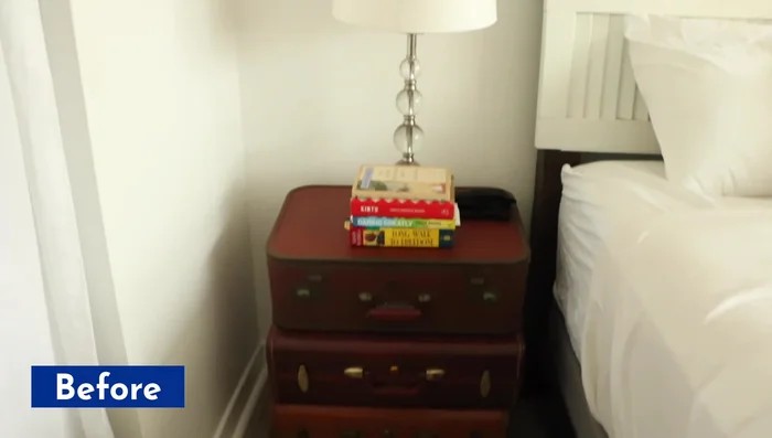 Paint a wooden dresser white and add new knobs.