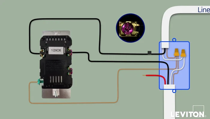 Connect traveler wires to terminals marked 'RD' and the remaining terminal.