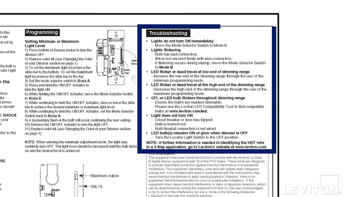 If the light doesn't turn on, refer to the instruction sheet's troubleshooting section. Turn off power.