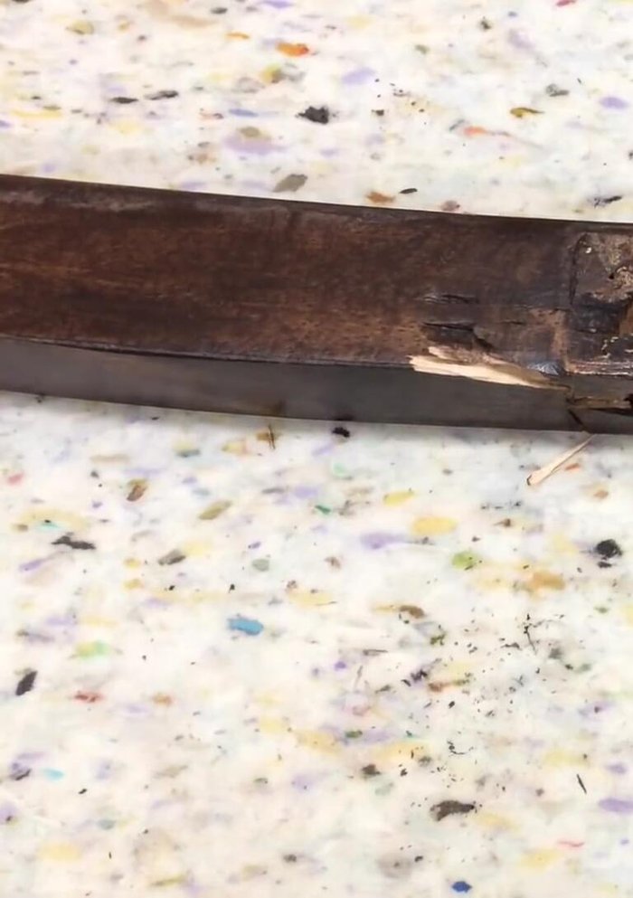 Create a template of the broken leg section using tape to hold the pieces together.