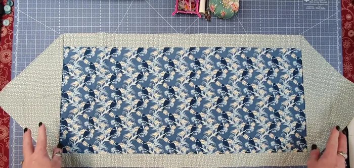 Press fabric strips to remove creases.