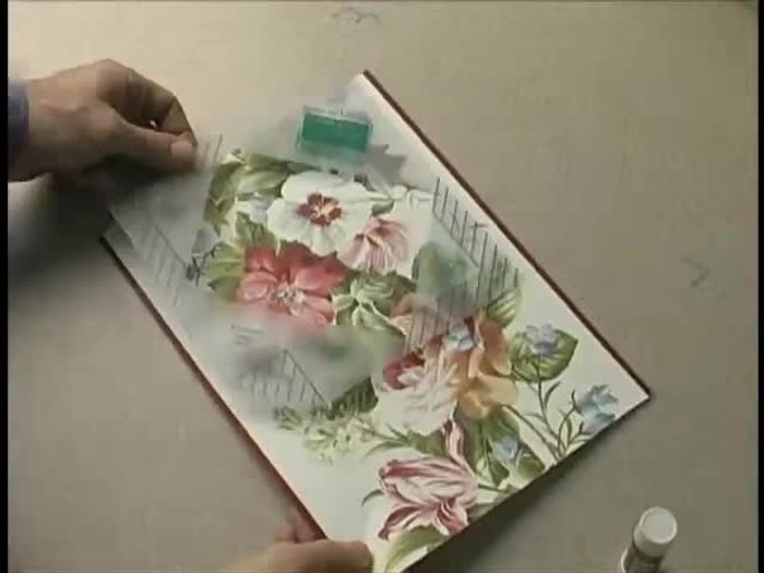 Position the Catalou Envelope Maker template over the wallpaper, aligning your chosen design within the template's window (this is what will be the front of your envelope).