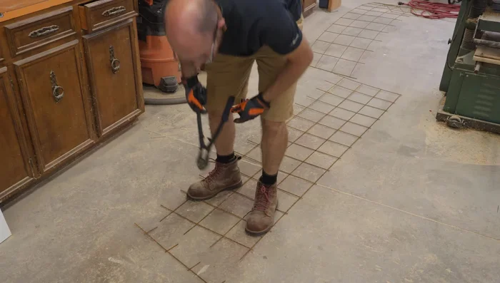 Place remesh inside the mold, then pour and screed the concrete.