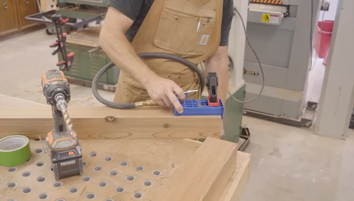 Assemble the bar frame using pocket hole screws; pre-drill for added strength.