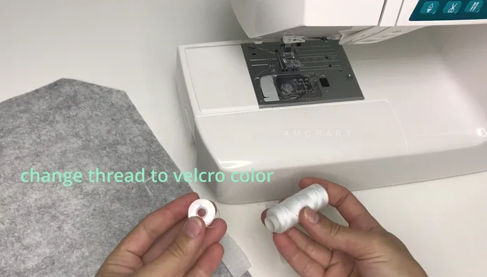 Stitch Velcro to the right side of the fabric (twice around).