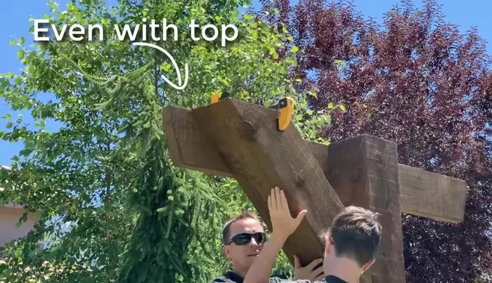 Install the angled supports, ensuring they are level with the cross braces.