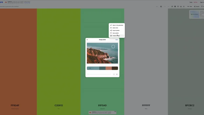 Use a color finding website to extract a palette from your inspiration source.
