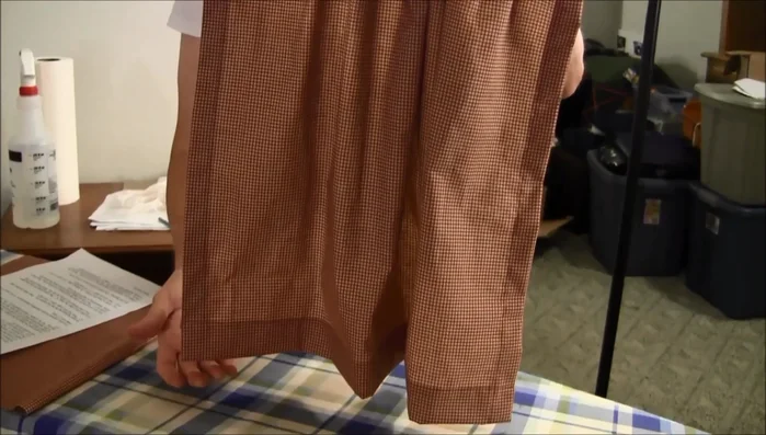 Measure from rod top to desired length, add 6 inches for hems and ruffle.