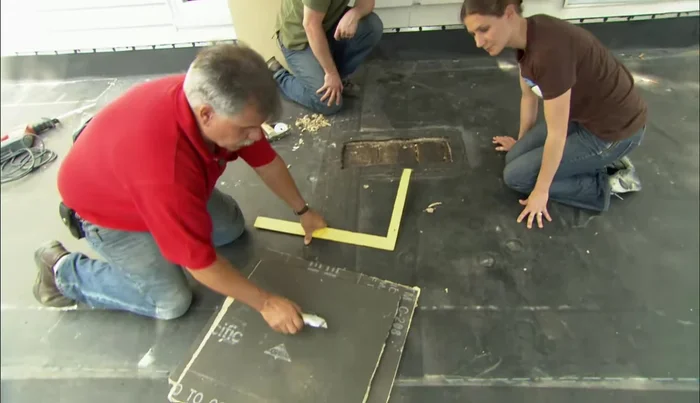 Cut a replacement piece of high-density fiberboard to match the measurements, using another piece of substrate as a guide to avoid cutting through.