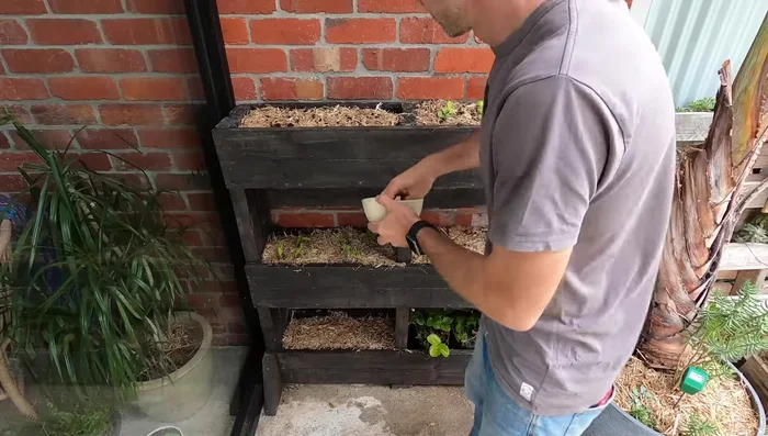 Add spent coffee grounds (optional).