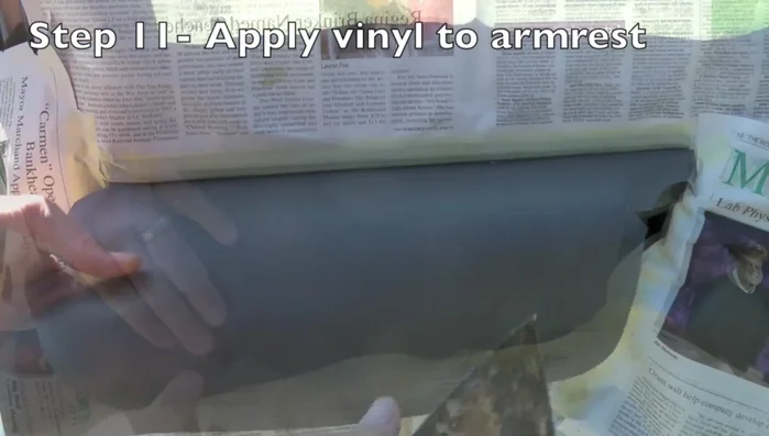 Wrap excess vinyl around to hide the seam at the top, trim and achieve a clean finish.