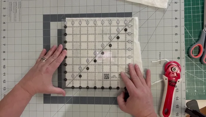 Repeat steps 3-5 for additional fabric pieces, maintaining the 1/2 inch border.