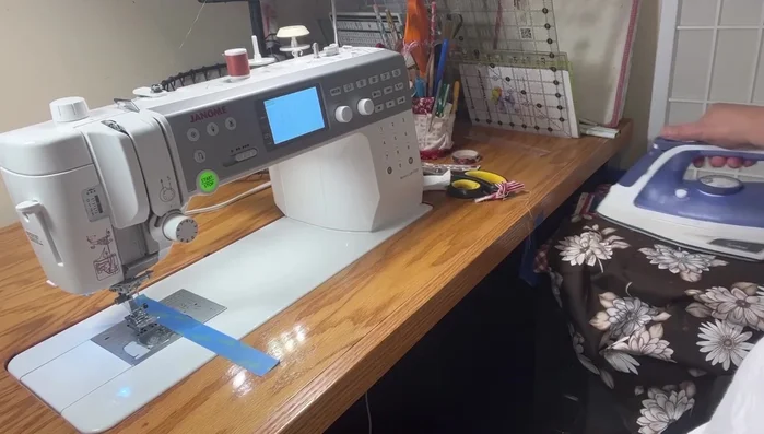 Repeat steps 3-5 for additional fabric pieces, maintaining the 1/2 inch border.