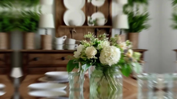 Set up a picnic-style dining area with a blanket, cushions, and a rustic basket.