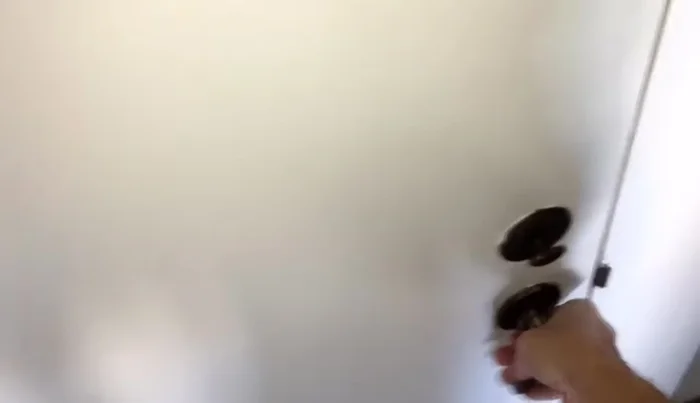 Reinsert the pin: Wiggle the door slightly to align the holes, then reinsert the pin.