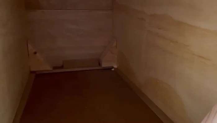 Glue and nail support blocks to the inside of the dresser to support the butcher block.